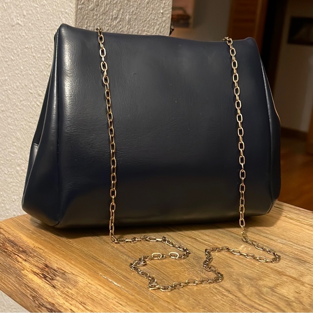HL Vintage Navy Clutch Or Shoulder Bag